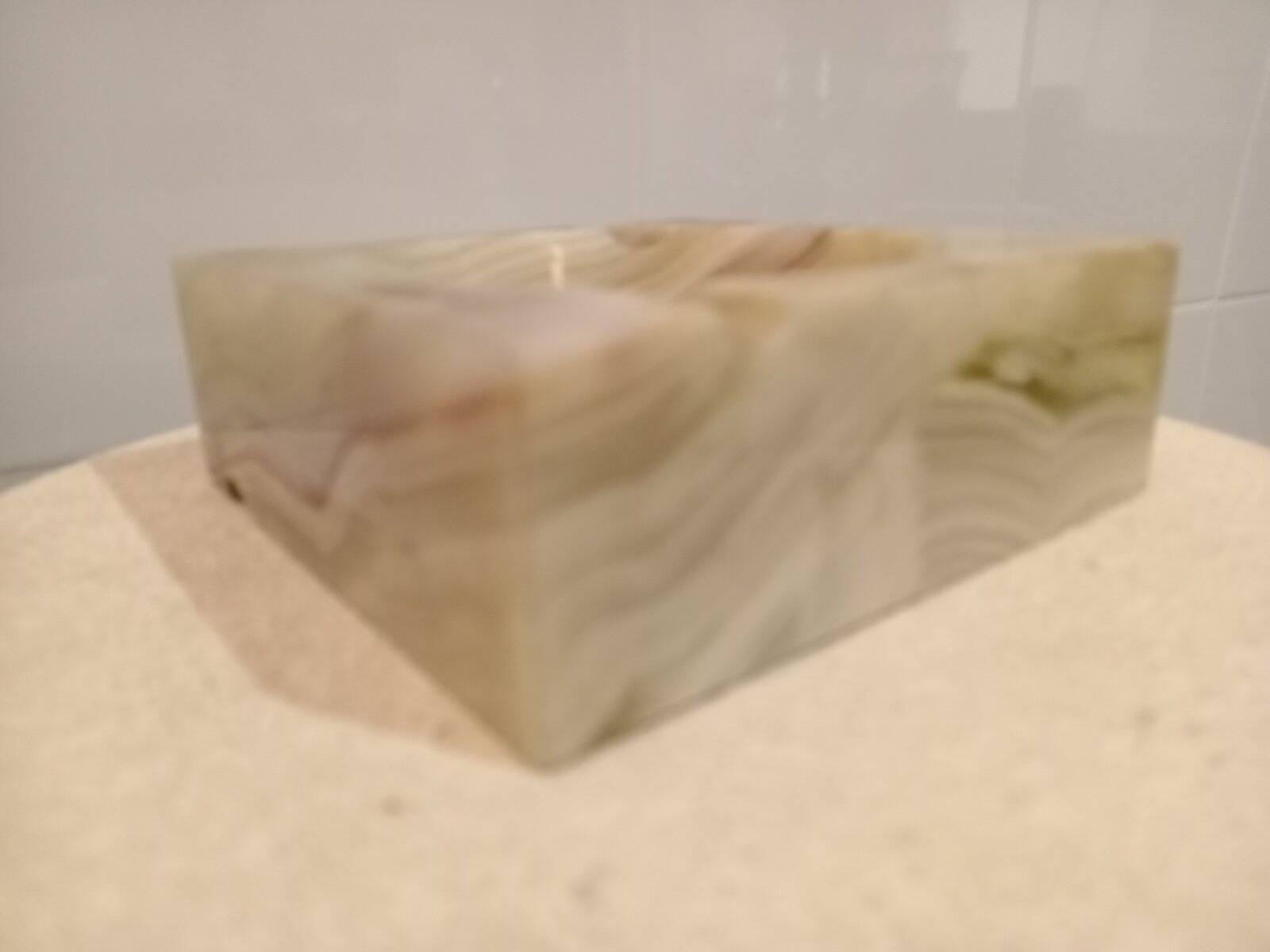 Square green onyx ashtray, 1970s