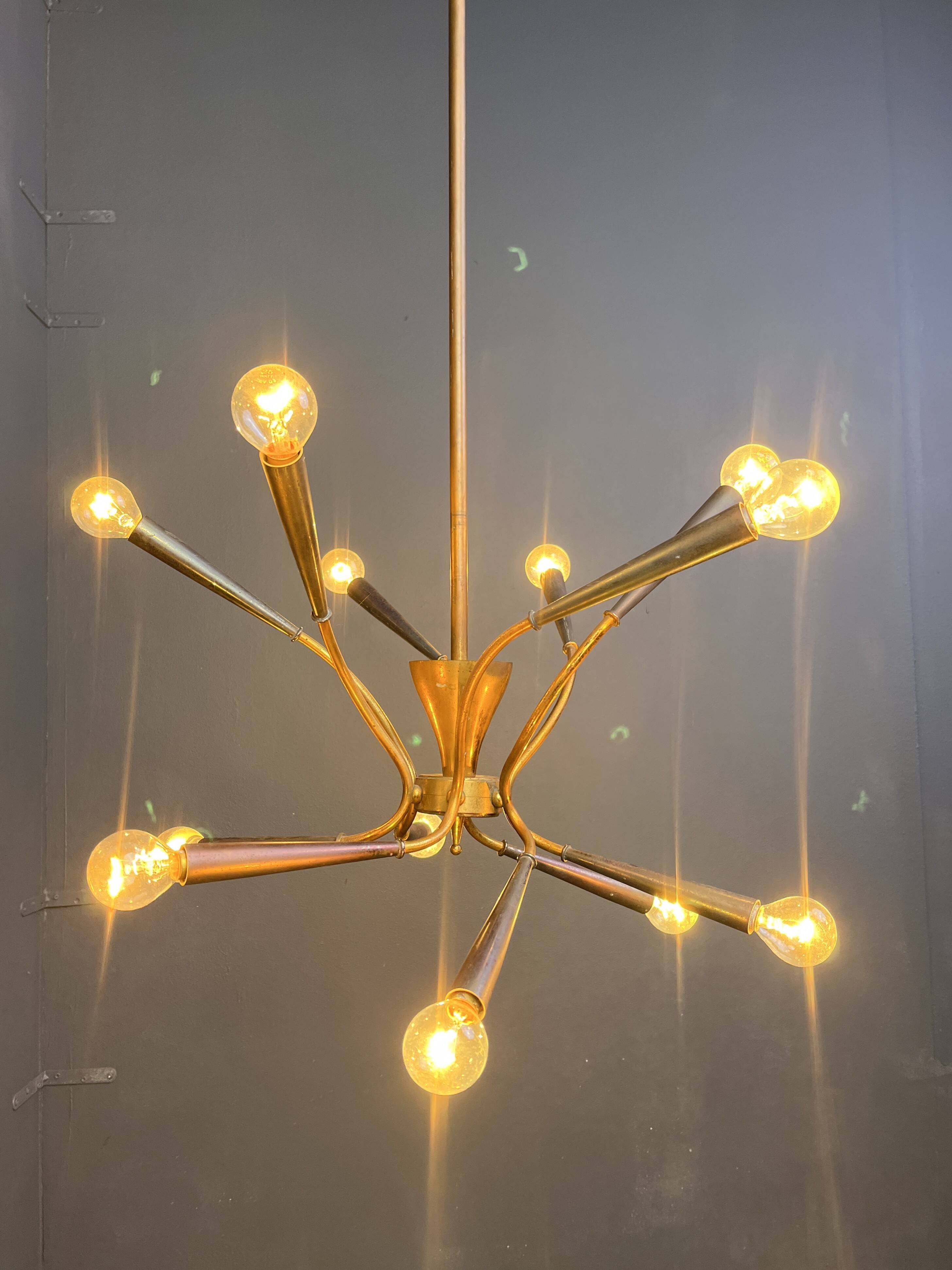 Mid-century Italian brass chandelier, 1960s