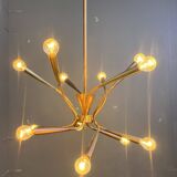 Lustre italien en laiton du milieu du siècle, années 1960
