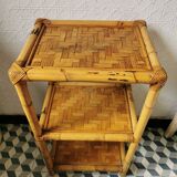 70's rattan and bamboo shelf
