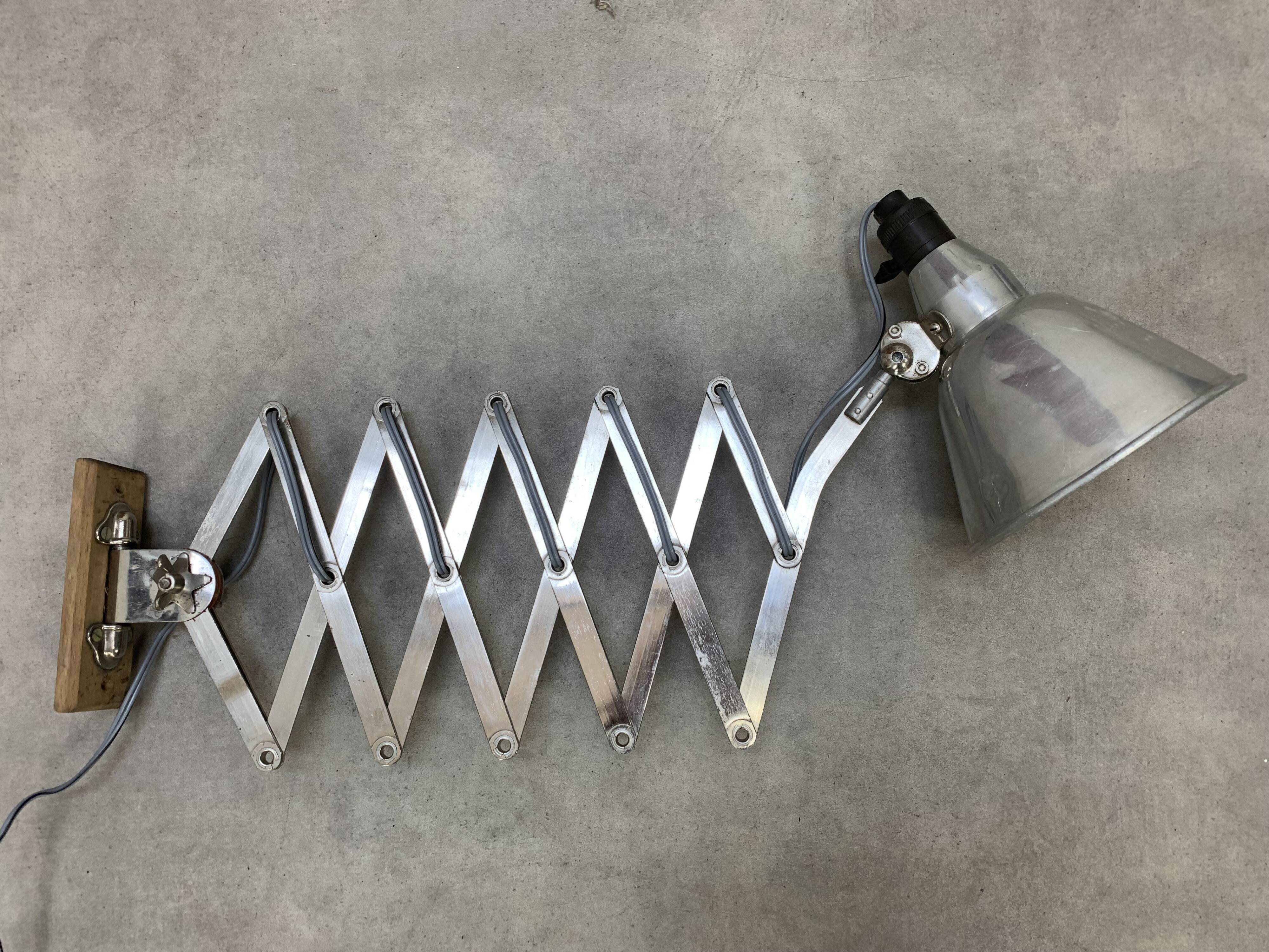 Industrial accordion wall lamp chrome metal