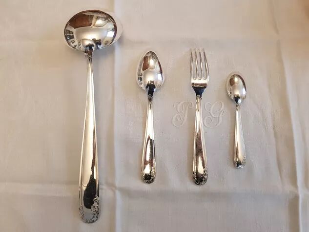 Silver cutlery set 37 pieces Louis XV style