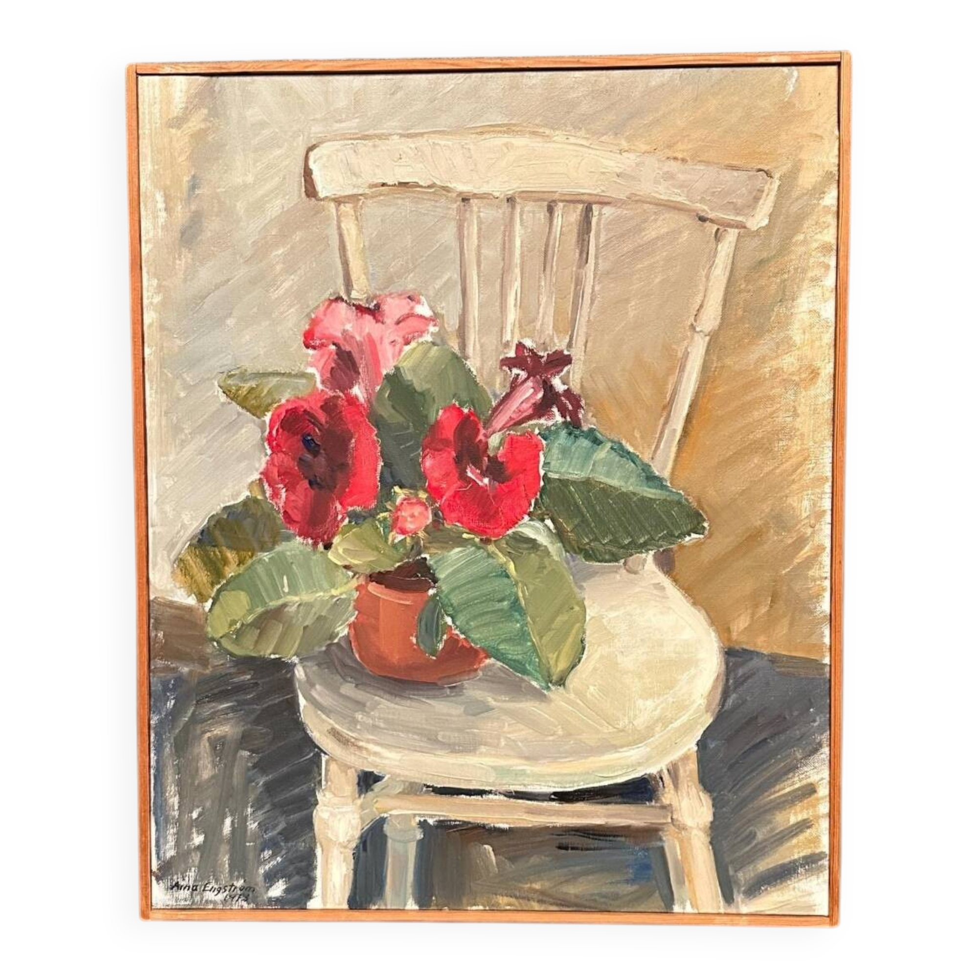 Original Swedish Oil on Canvas – “Gloxinian” by Aina Engström