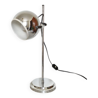 Lampe de bureau globe oculaire chromée style Goffredo Reggiani - ère spatiale années 1960