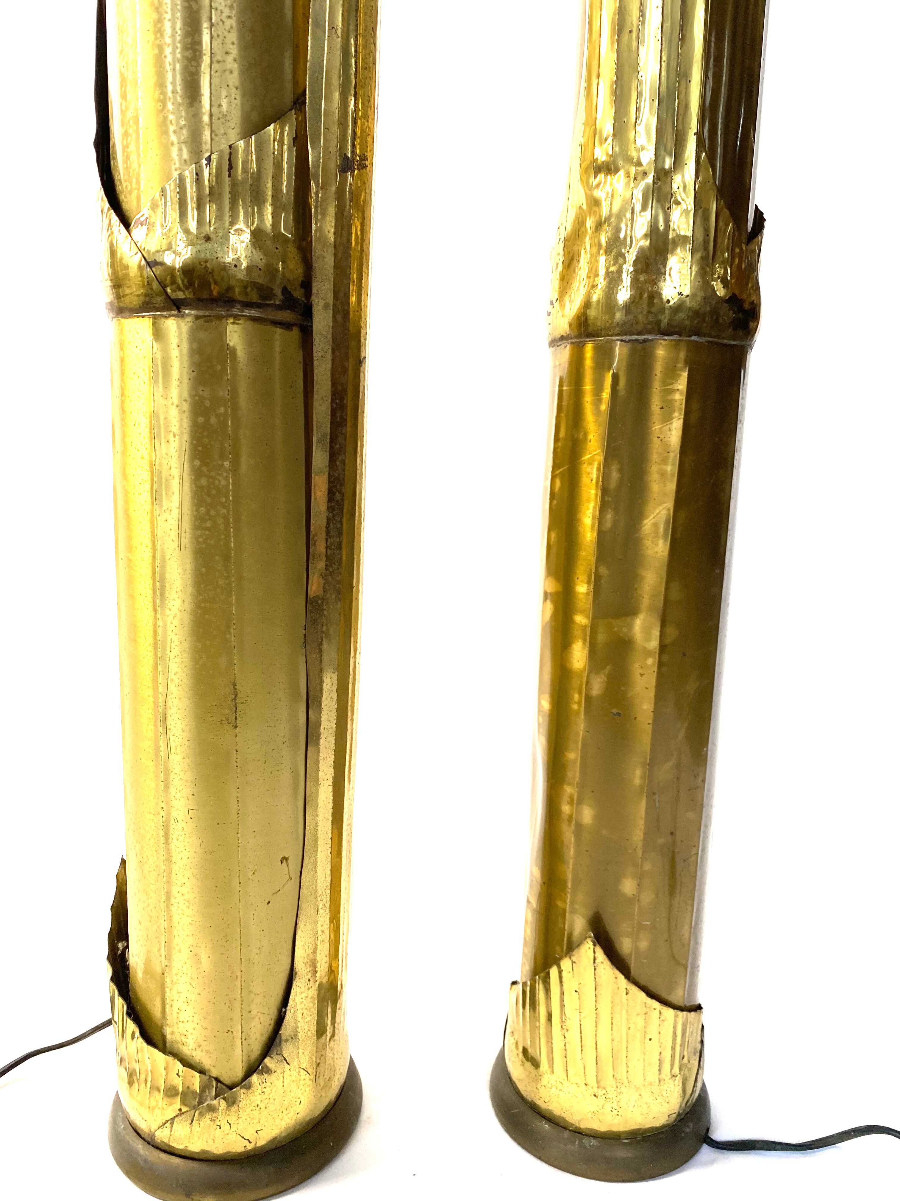 Pair of lampposts "Canna di Bambù" created by G&C studio and Disegno Rome, Italy, 1970