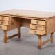 Brutalist Oak Desk by Henning Kjærnulf, Denmark, 1960s
