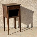 Solid oak bedside table and vintage compass legs