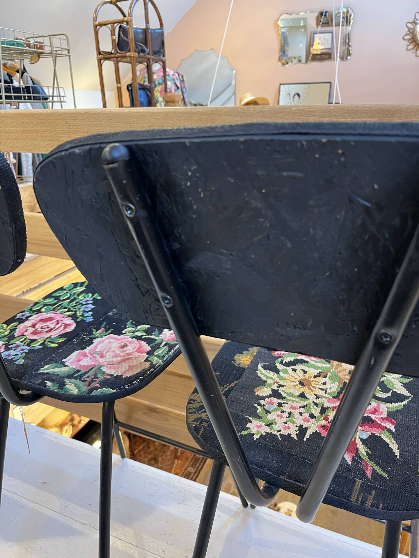 Pair of canvas high chairs