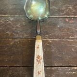 Cuillère de Service Louche Ancienne Metal Argenté + Manche Porcelaine