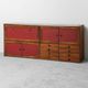 Scandinavian sideboard in dark red wood and leather, 1960s vintage modernism