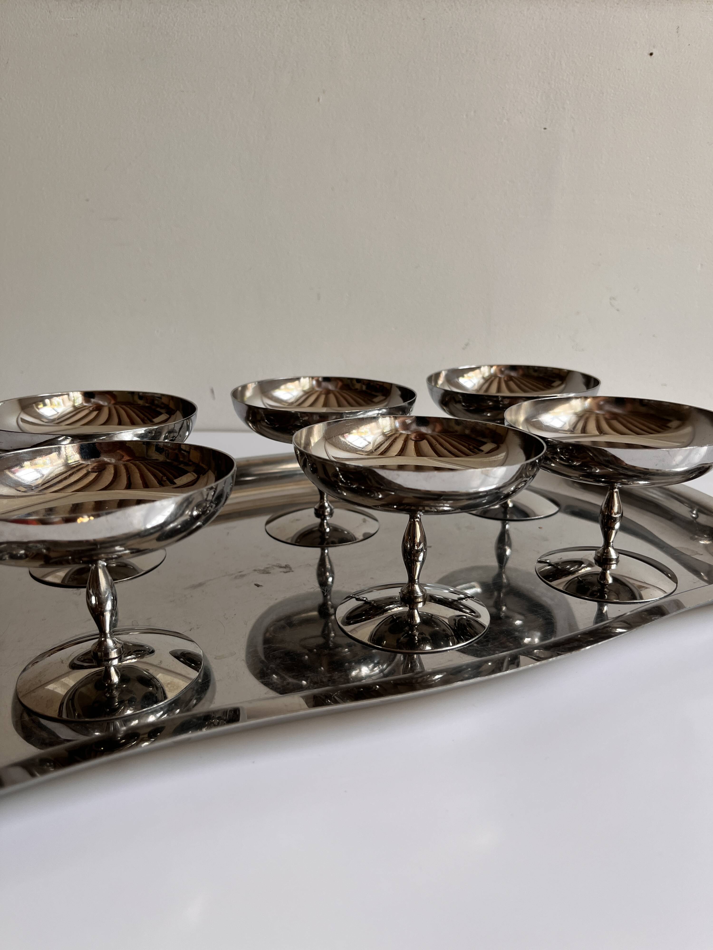 Ice cream cups and stainless steel trays