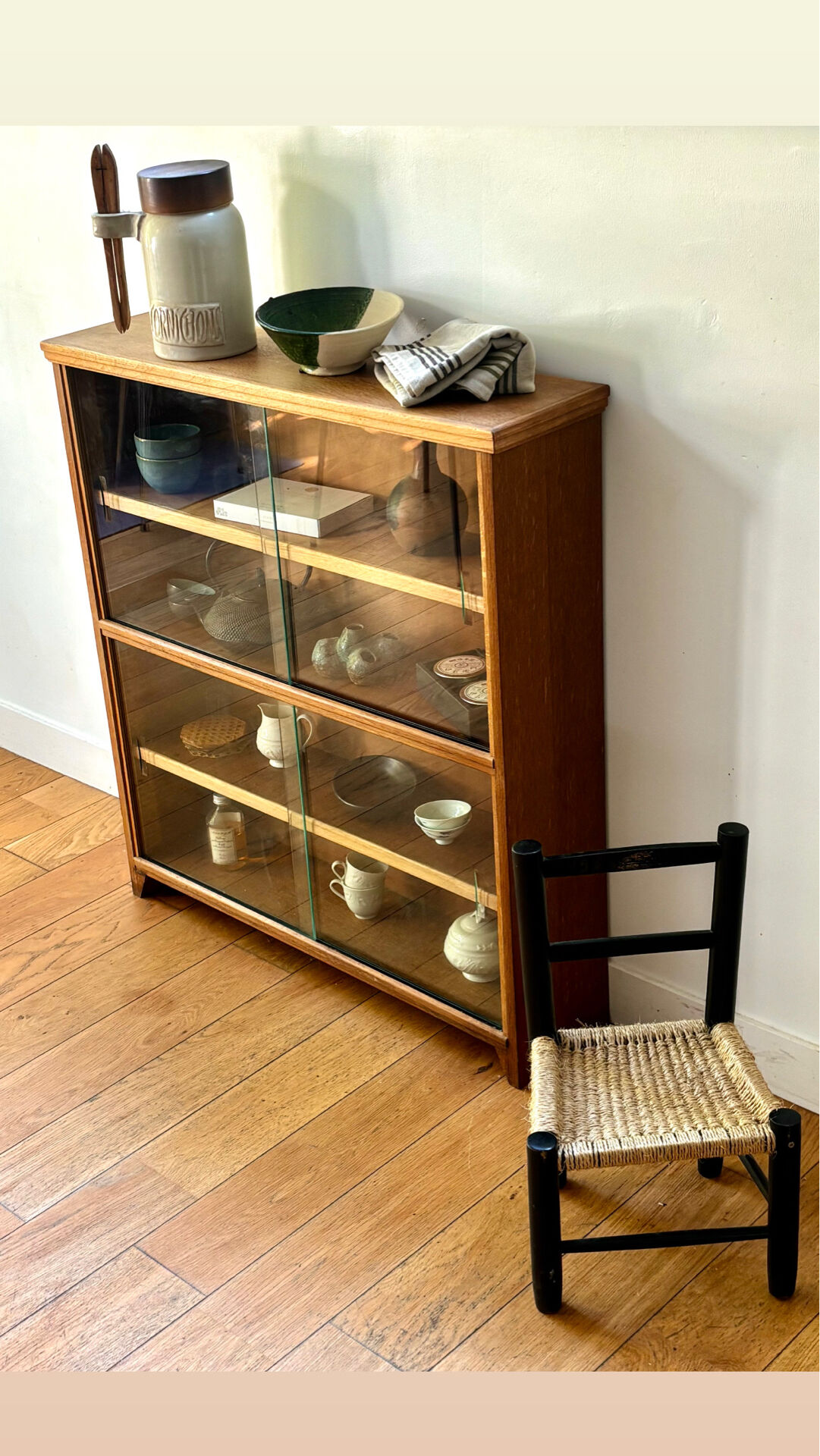 Modernist oak display cabinet - 1950s-60s