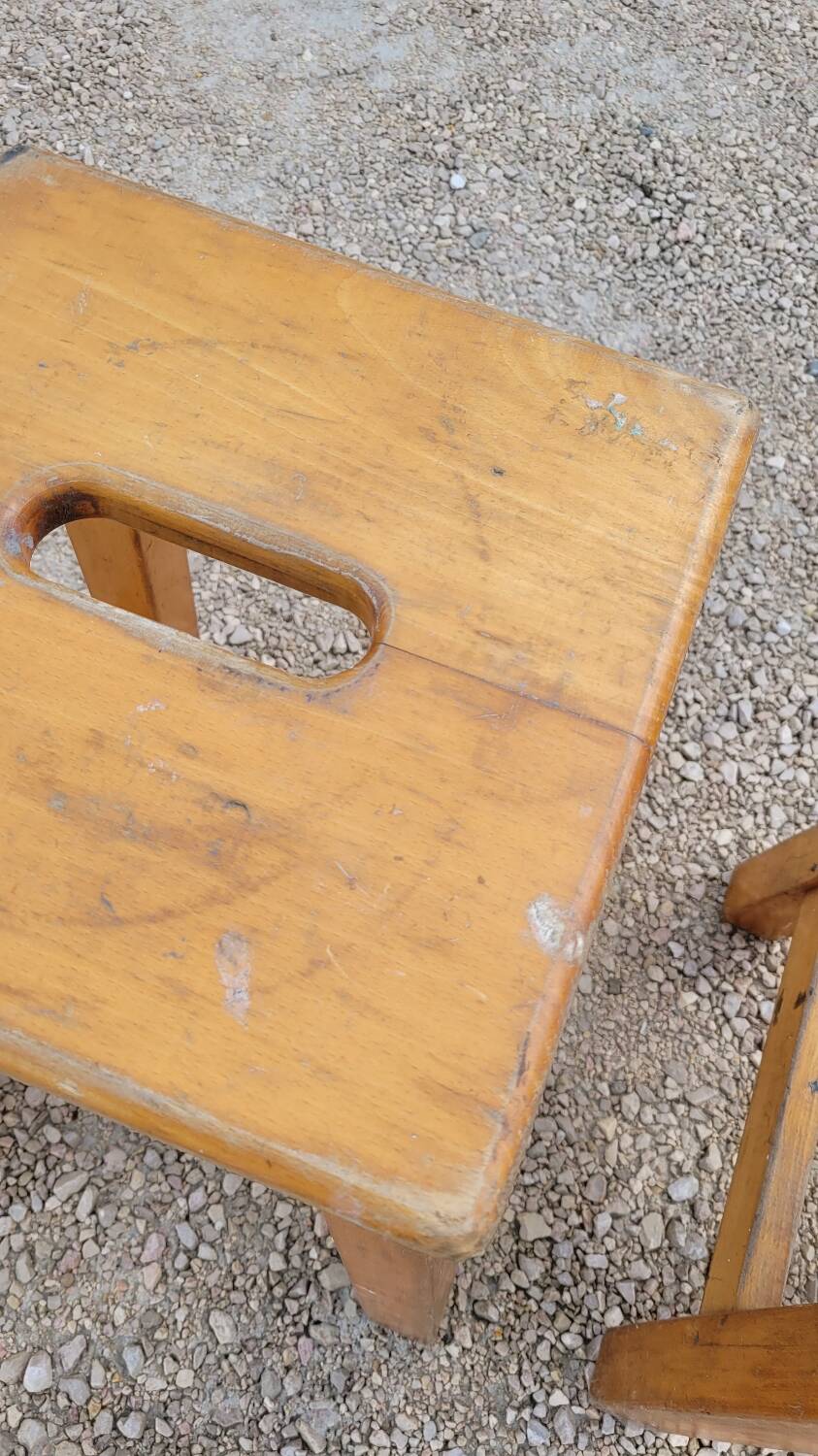 Pair of wooden stools from Gare 1950s