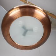 Large Art Deco Copper UFO Hanging Lamp, Czechoslovakia, 1930s
