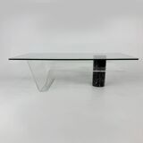Table basse postmoderne italienne en marbre et verre, années 1990