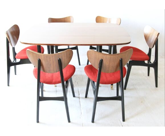 Mid Century Drop Leaf Table With Erfly Dining Chairs By E Gomme For G Plan Set Of 7 Selency Erfly Dining Chairs By E Gomme, Mid Century Dining Table Plans