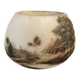 Art Deco opal vase with landscape decoration.