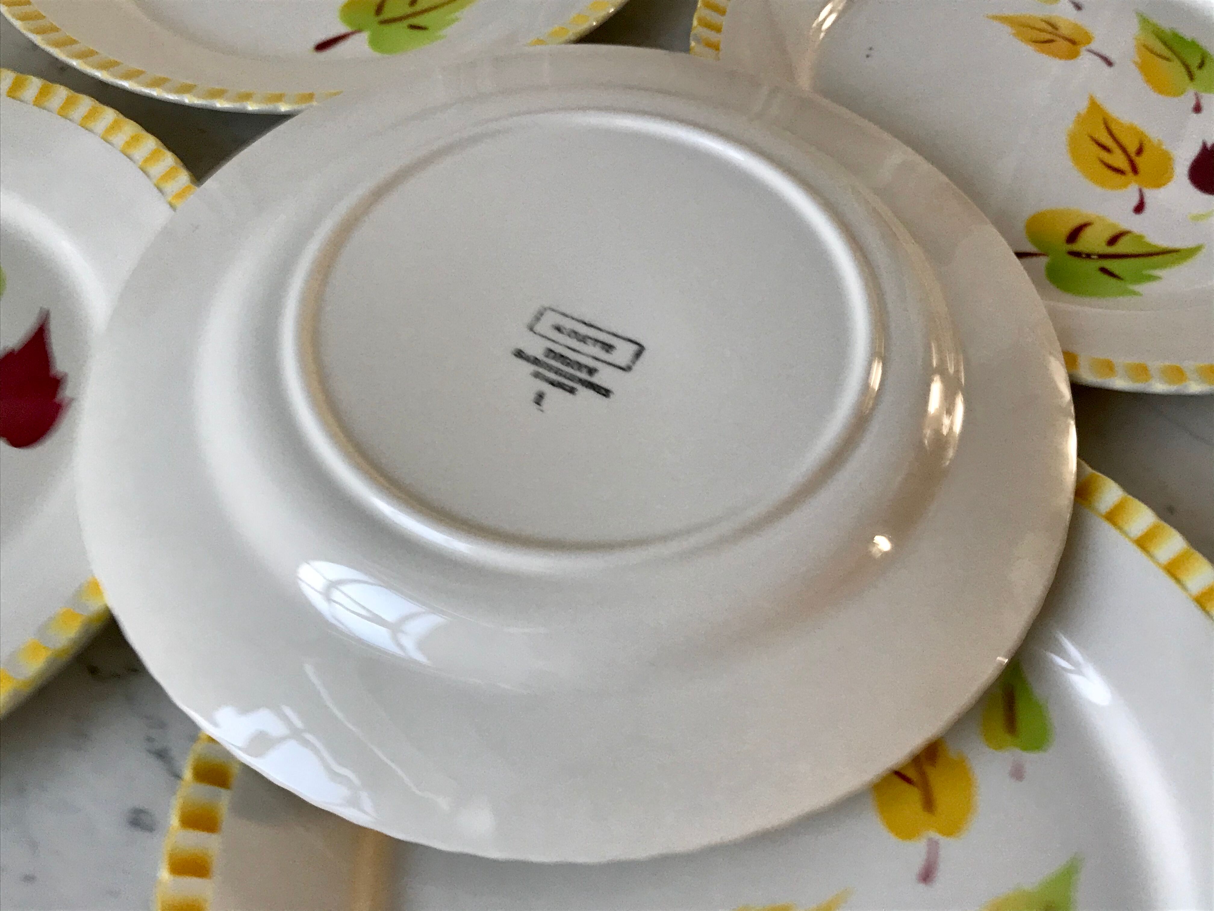 Set of 6 dessert plates Digoin Sarreguemines model "Alouette" years 30-40