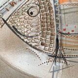 Large German ceramic plate with fish from the mid-century.