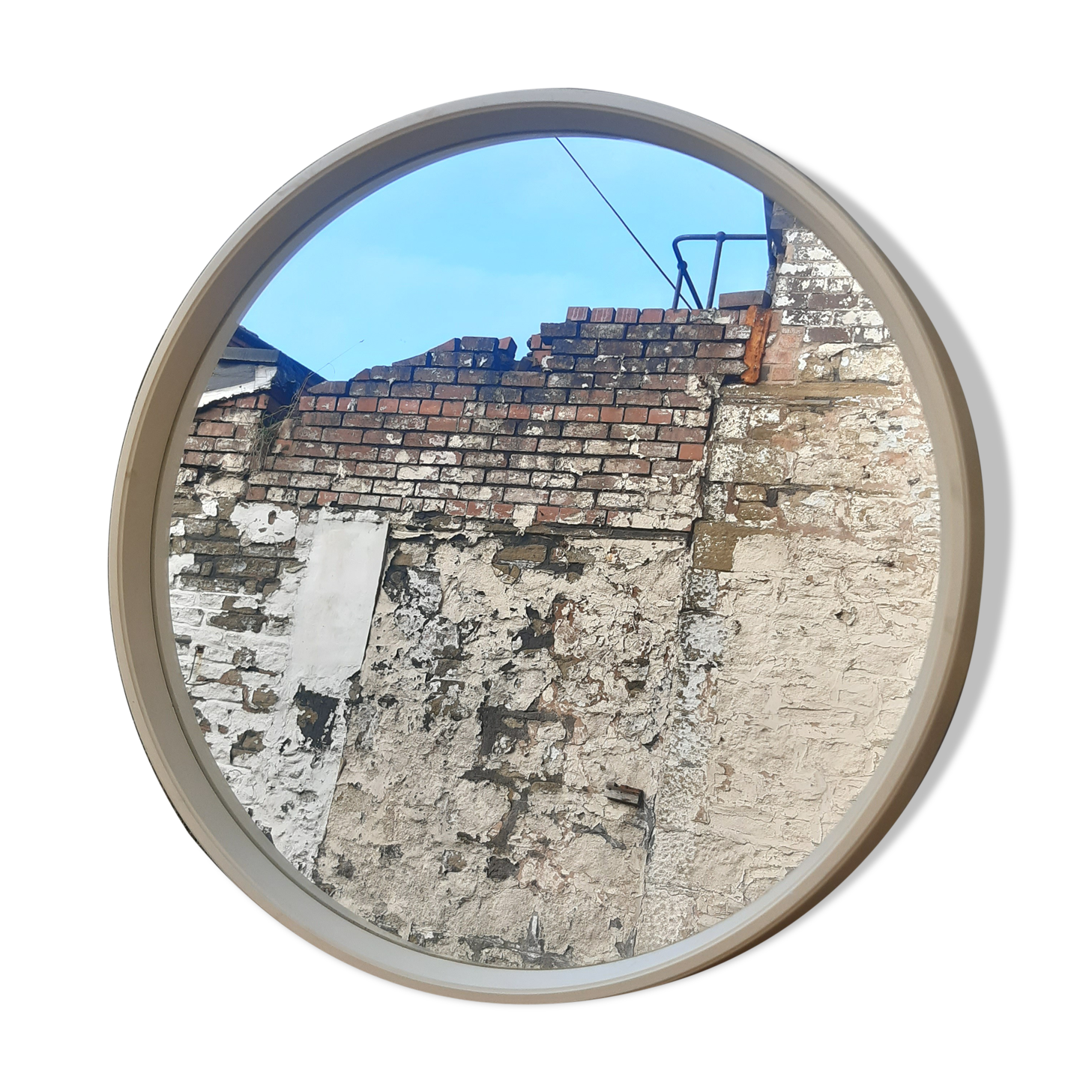 Mid century circular white mirror