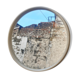 Mid century circular white mirror