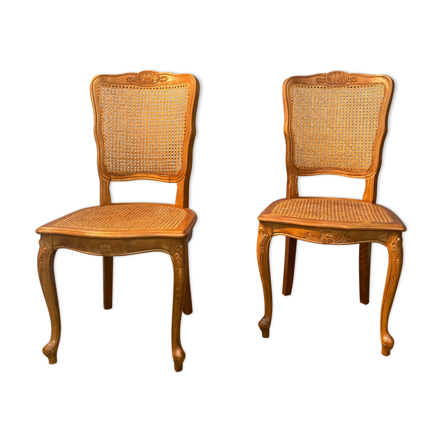 Pair of canned chairs