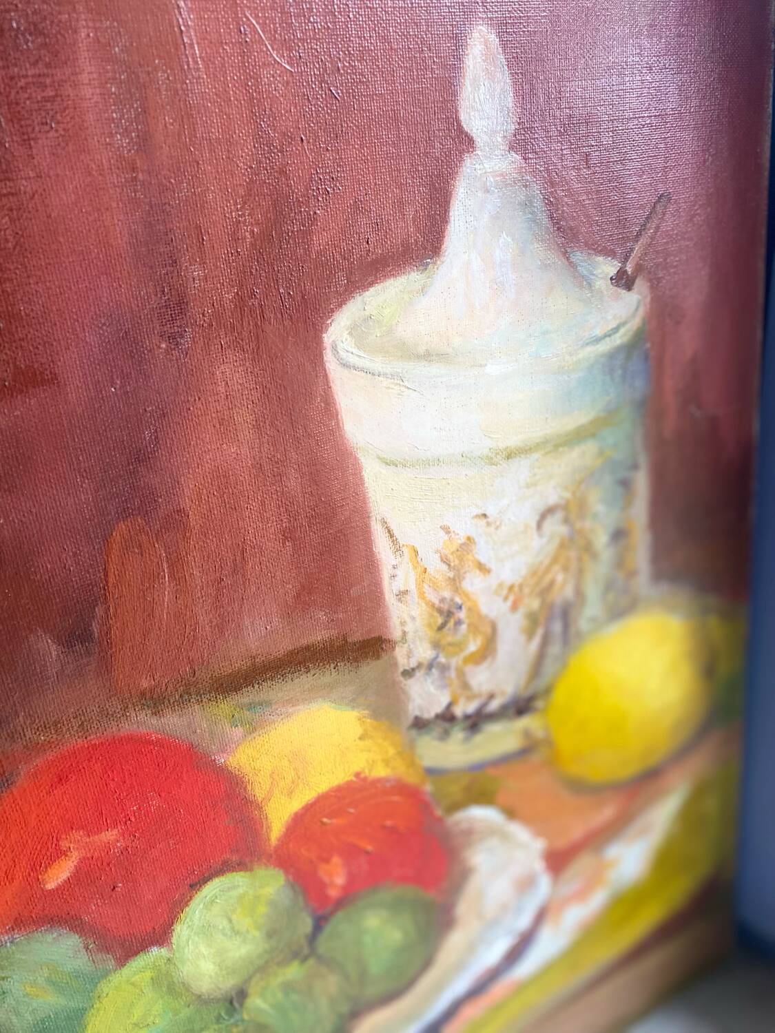 Old oil painting still life