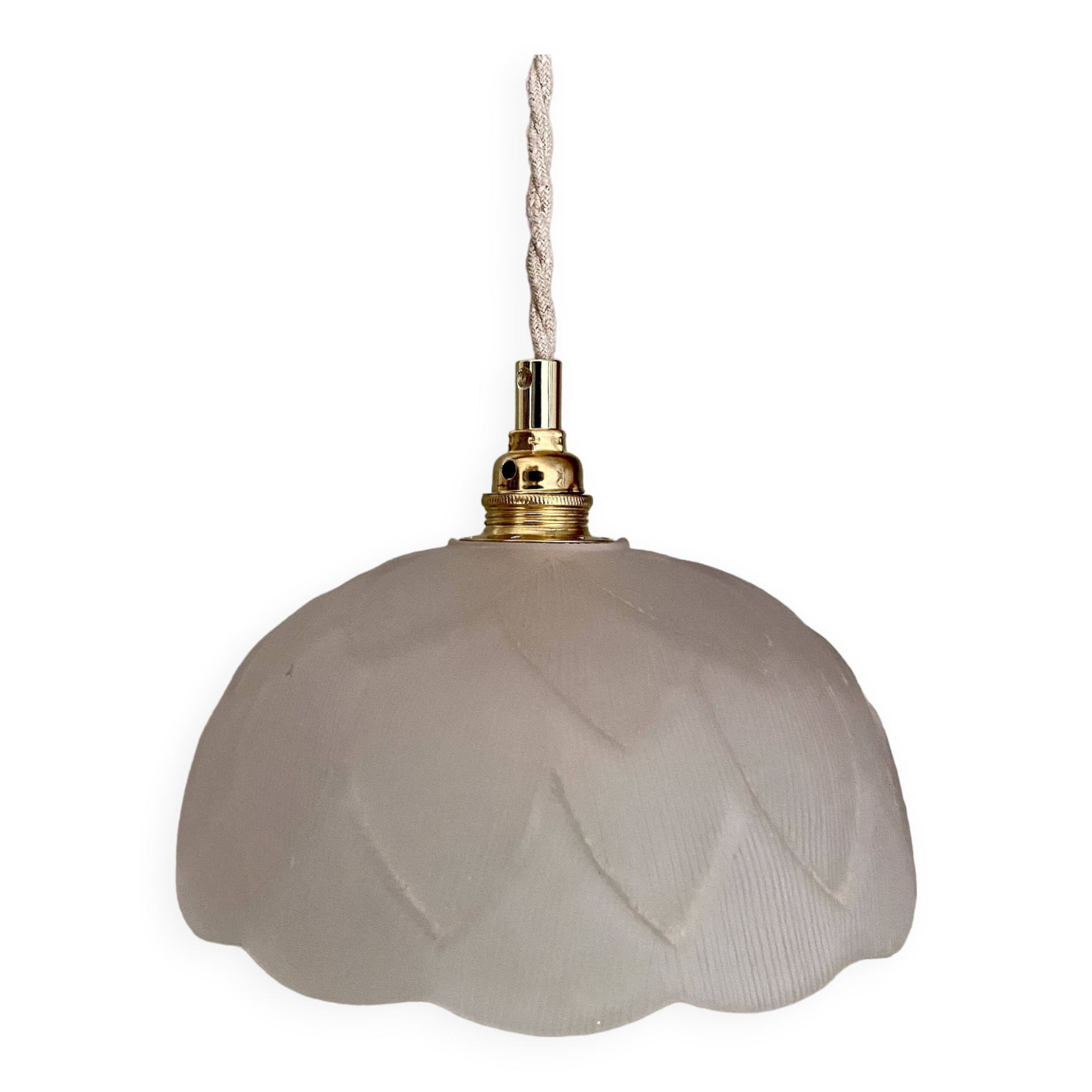 Vintage frosted glass flower motif pendant light