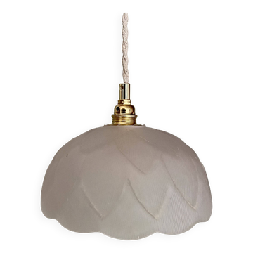 Vintage frosted glass flower motif pendant light