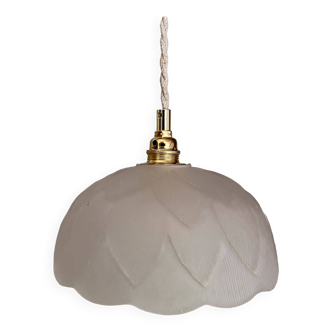 Vintage frosted glass flower motif pendant light