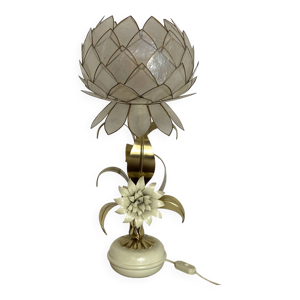 Lampe en laiton, métal - nacre