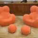 Pair of "Mamma" armchairs with footrest by Gaetano Pesce