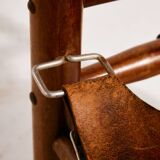 Hungarian calf leather lounge chair and ottoman, set of 2