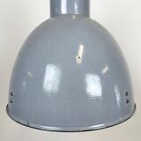 Bauhaus Grey Enamel Industrial Pendant Lamp, 1950s