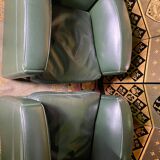 Paire de fauteuils Club cuir vert Poltrona Frau édition limitée