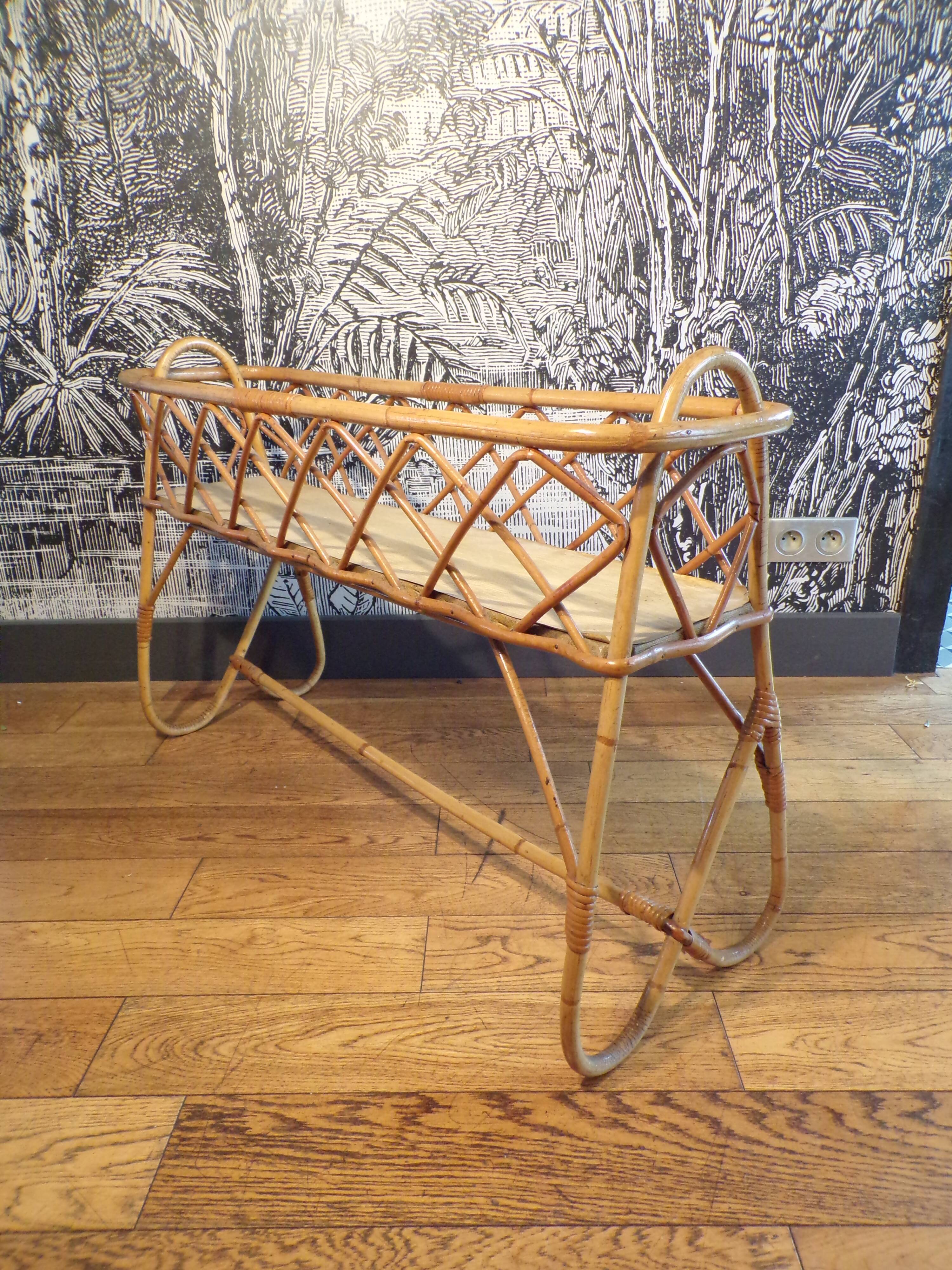 Vintage rattan planter