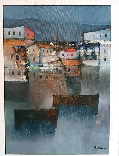 Oil painting on canvas of the sea by Lido Bettarini