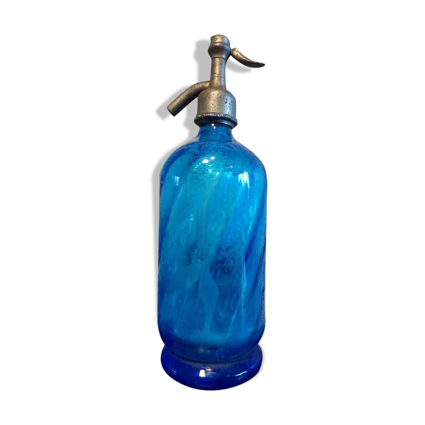 Siphon old blue glass