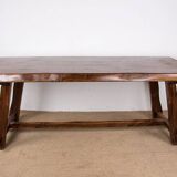 Dining room table, Brutalist style, solid elm, O. Hanninen style