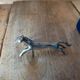 Silver metal knife holder Horses