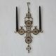 Arts & Crafts brass cross hanging candle holder | 1920s