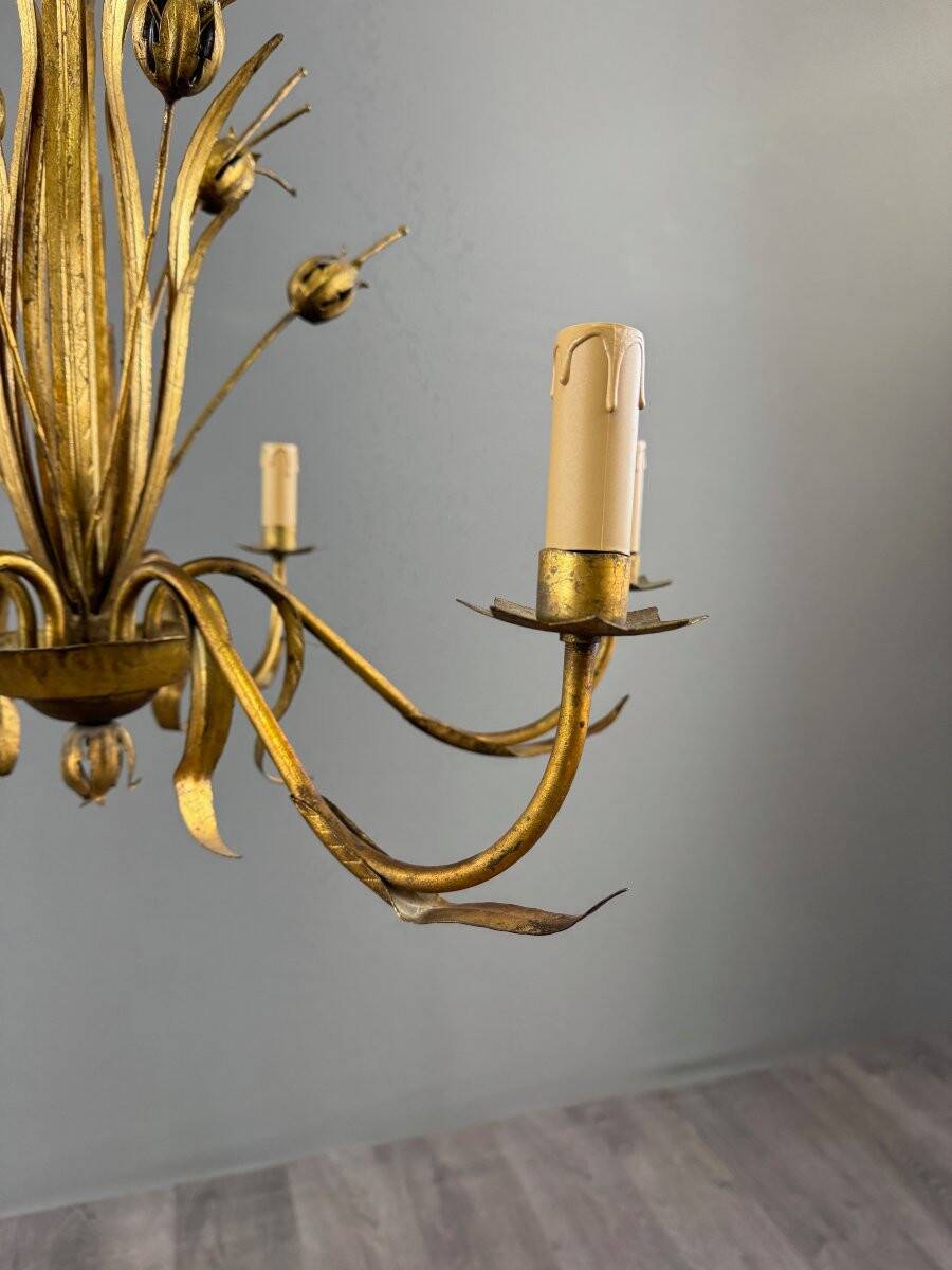 Gilded metal chandelier, Italy, circa 1950