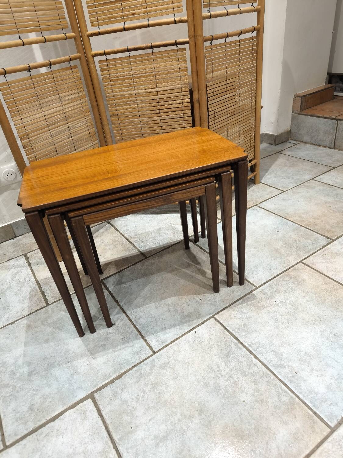 Vintage Scandinavian nesting coffee table in solid teak