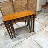Vintage Scandinavian nesting coffee table in solid teak