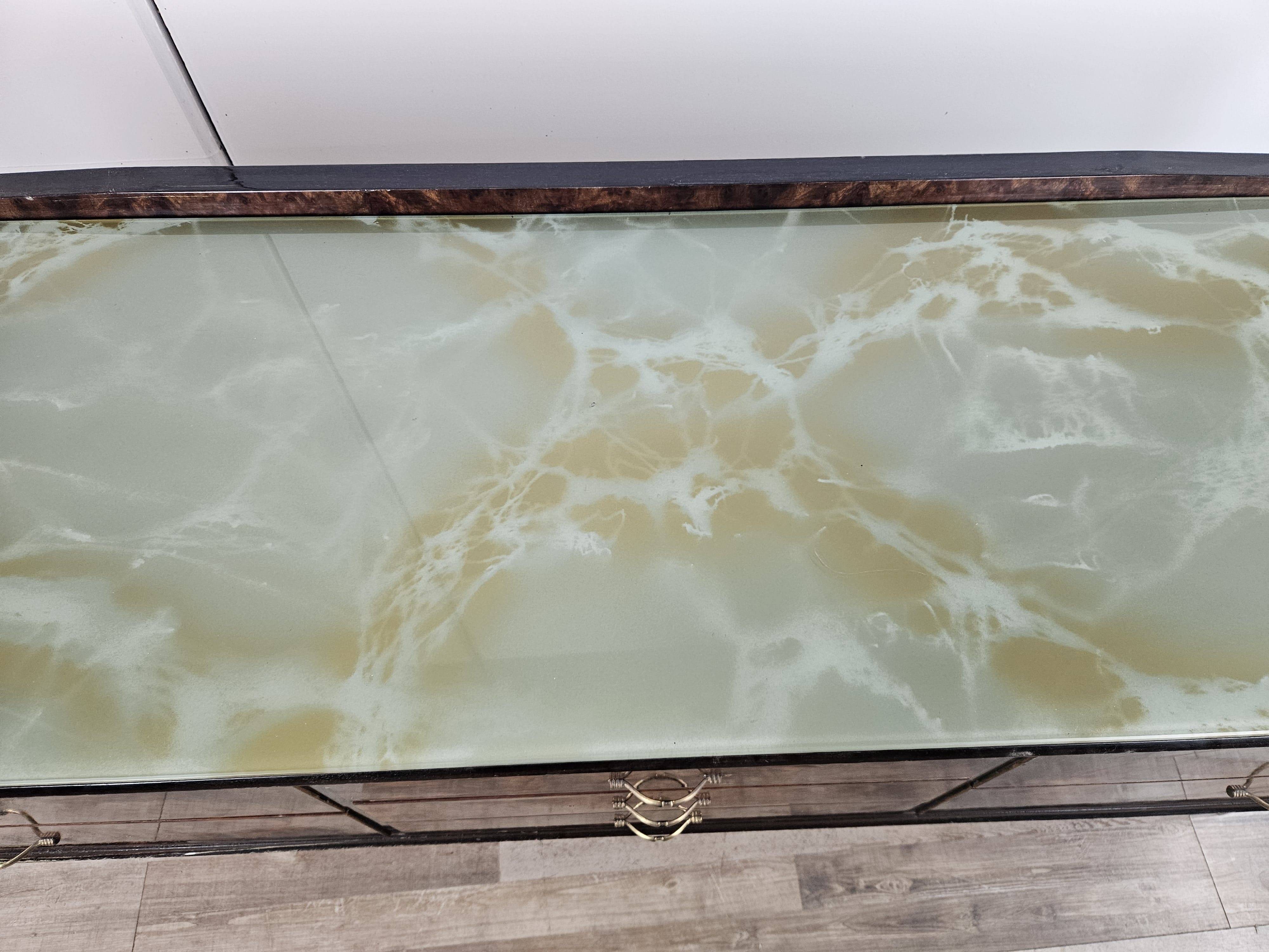 Mid Century 70's Chest of Drawers with Glass Top