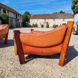 Percival lafer mp-211 sofa set with two armchairs and an ottoman in leather.