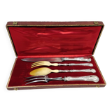 Salad serving set, silver handle, 950 Minerva, Rococo style.