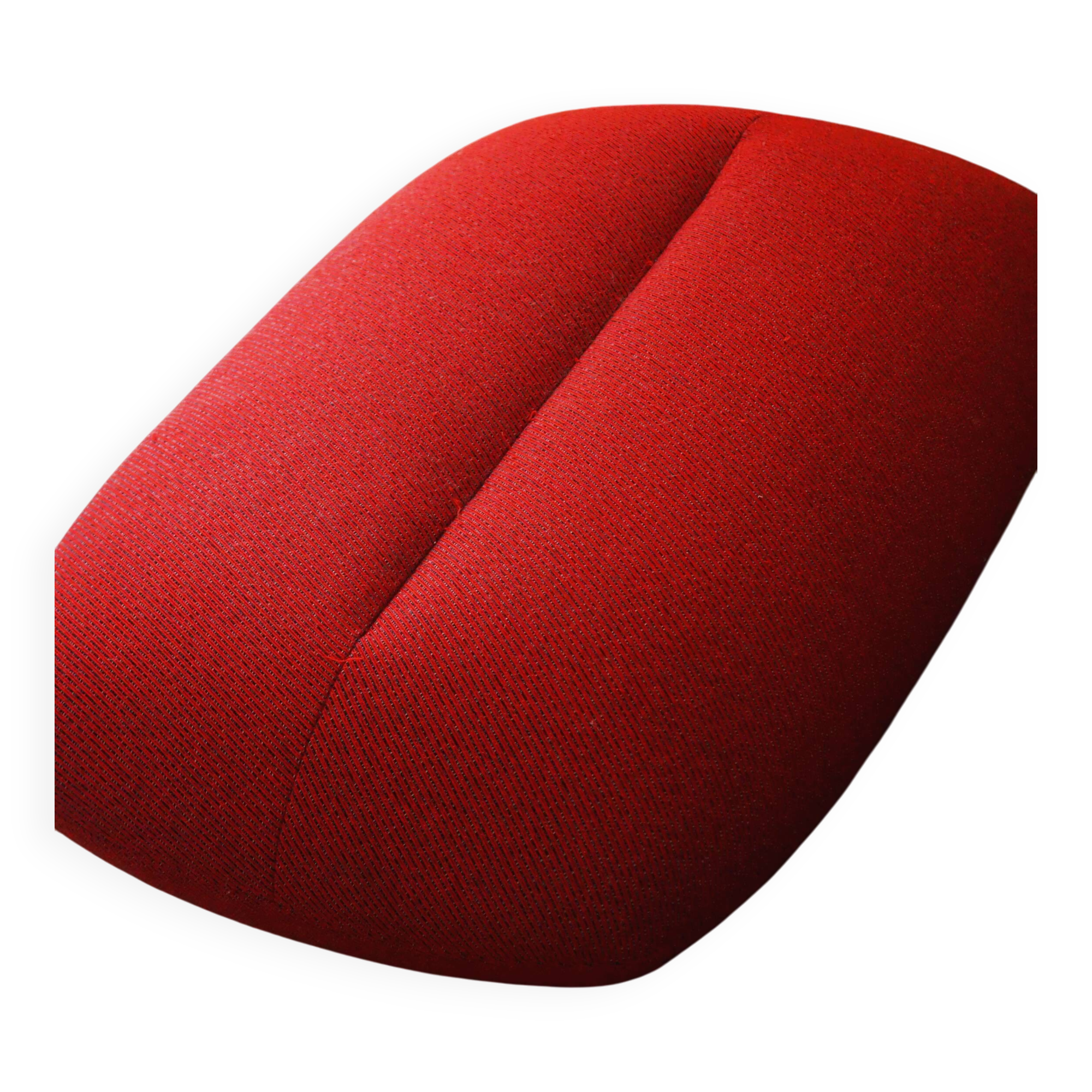 Pouf Ligne Roset, red tweed fabric, excellent condition.