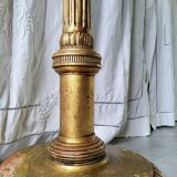 Golden wood floor lamp