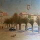 French Riviera beach scene oil on canvas 1950